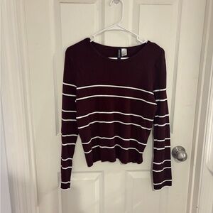 H&M Burgundy and White Striped Sweater